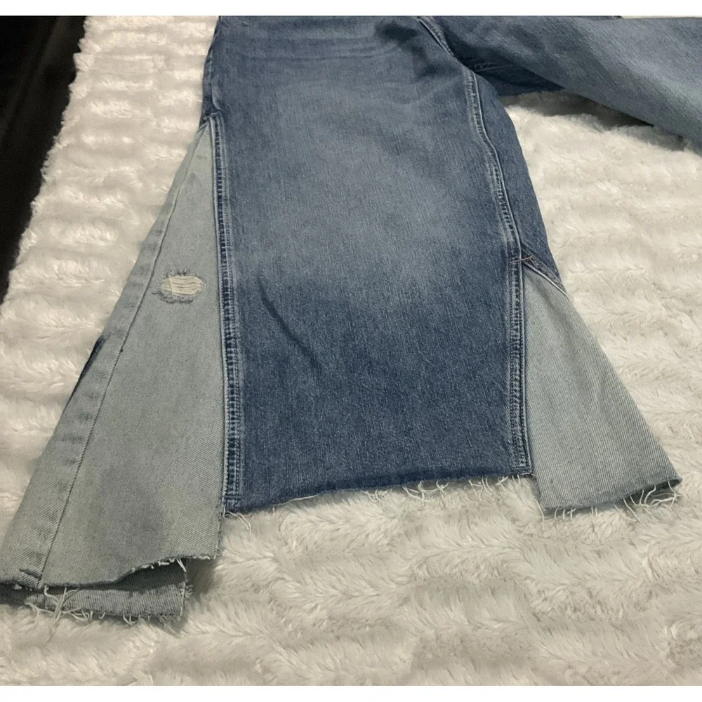 Free People We The Free Women's Size 28 Ripple Wide-Leg Pieced Cropped Jeans - Picture 9 of 16